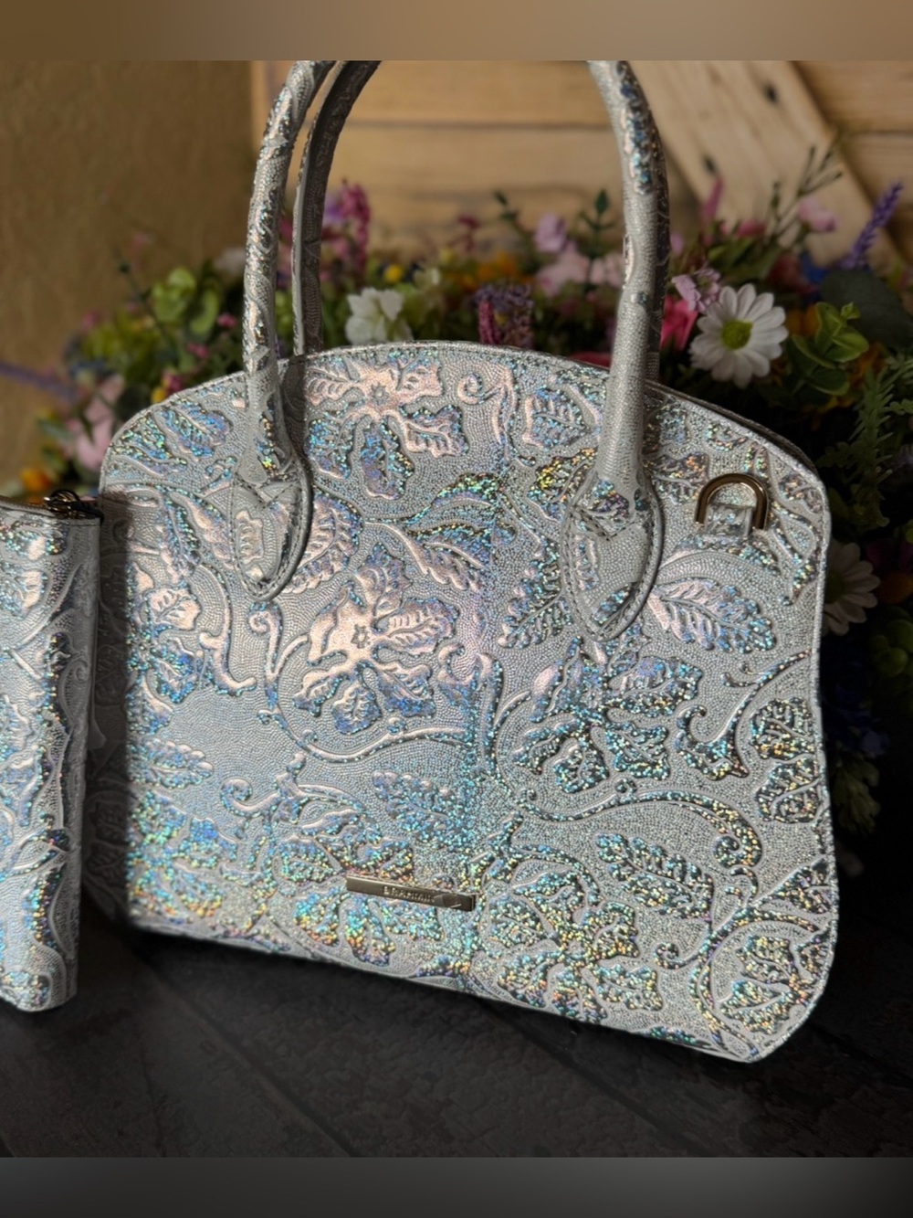 Brahmin Rosetta Chrome Estonia with SURI Wallet SET NWT ONE OF a KIND REFLECTIVE - Picture 13 of 16